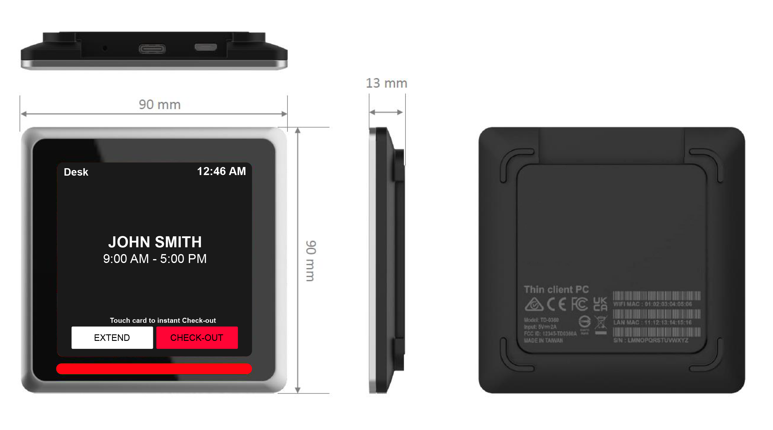 RX-TD-0360 Smart Desk Booking Panel